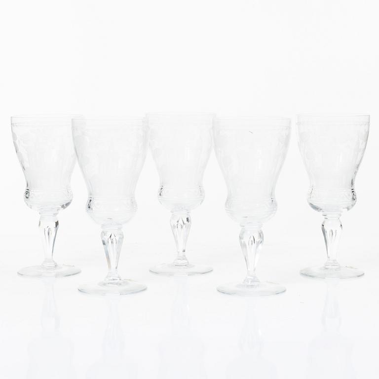 Vicke Lindstrand, rödvinsglas, 5 st, "Dalecarlia", Kosta Boda.
