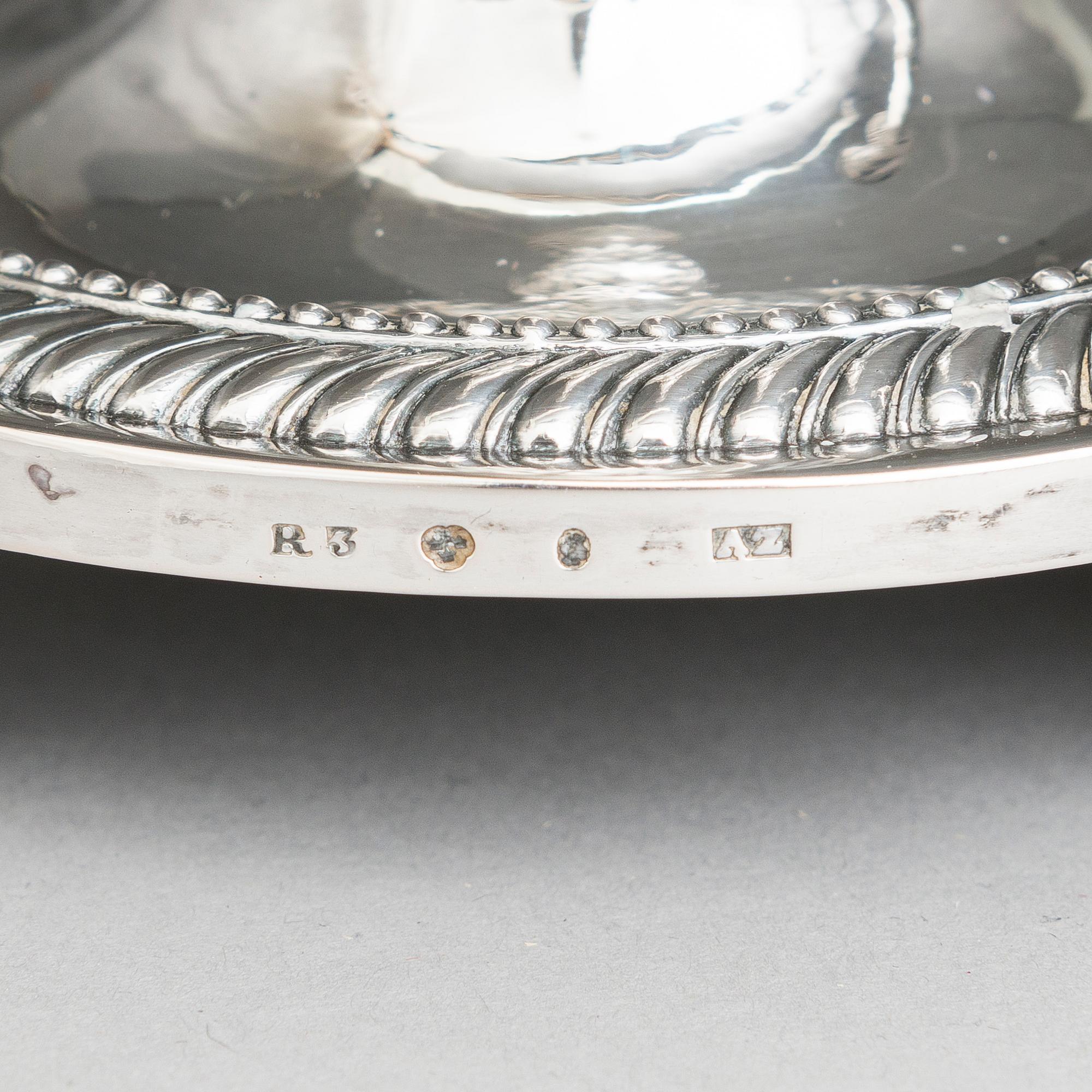 ADOLF ZETHELIUS, LJUSSTAKAR, ett par, silver, empire, Stockholm 1823.