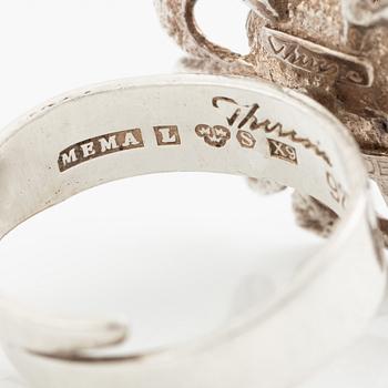 Theresia Hvorslev, ring, sterling silver with a white stone, Lidköping 1972.