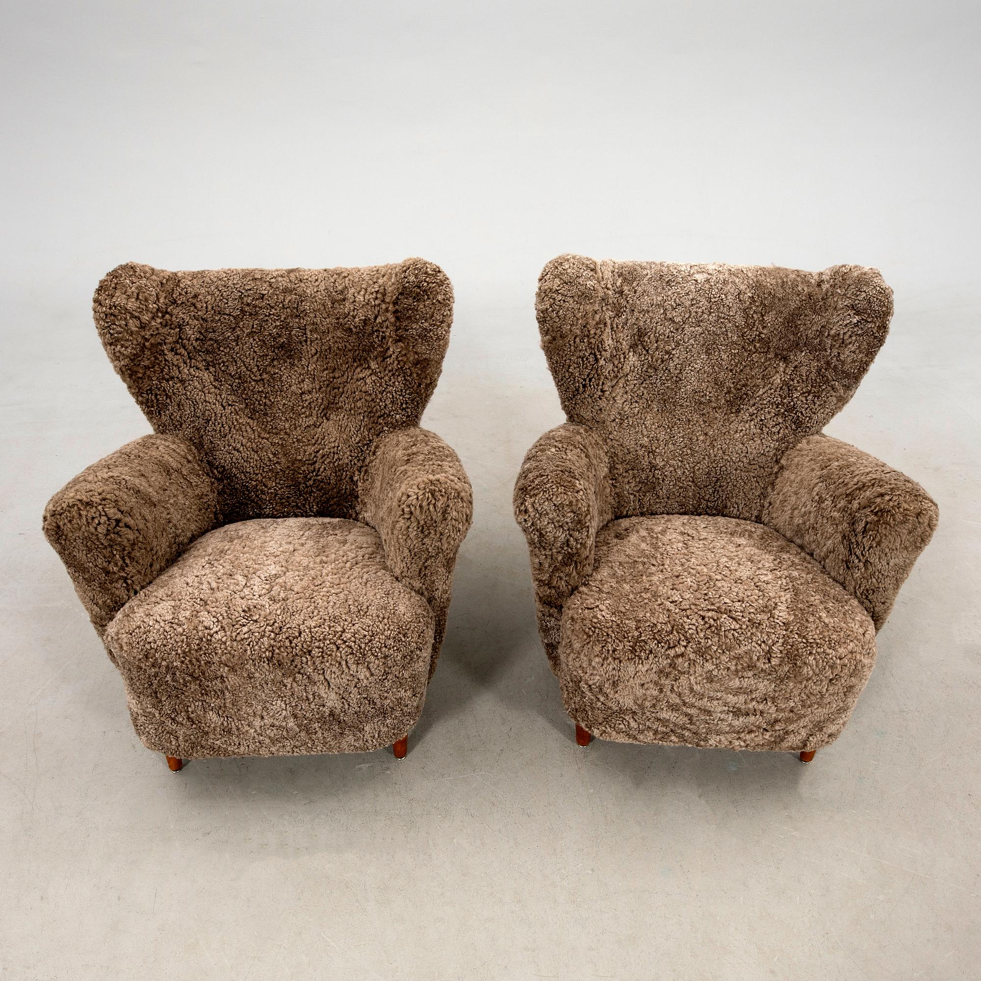 Armchairs, a pair from the 1940s.