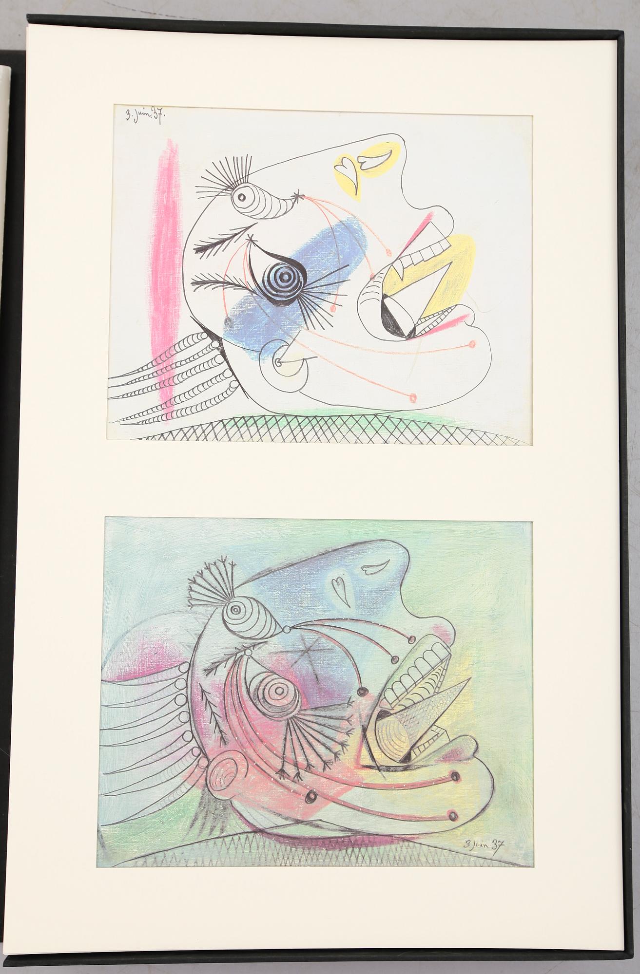 PABLO PICASSO, mapp med facsimilskisser "Guernica". Begränsad svensk utgåva till 298, 1990.