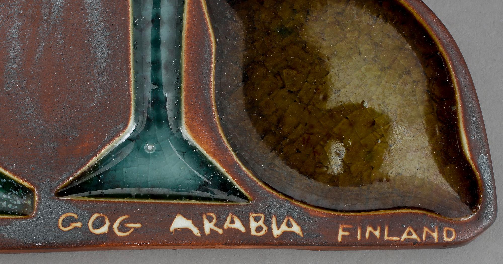 VÄGGPLAKETT, keramik, Gunvor Olin-Grönqvist, Arabia, signerad.
