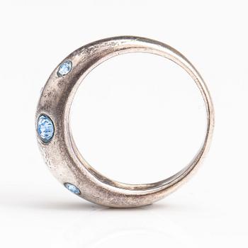 YVES SAINT LAURENT, RING och HALSBAND, sterling silver, glasstenar. Märkt YSL, Made in France.