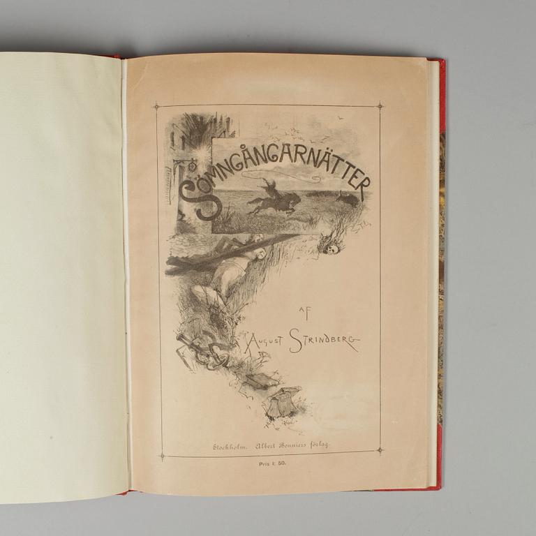 BOK, 2 exemplar, "Sömngångarnätter på vakna dagar" av August Strindberg, Stockholm 1884.