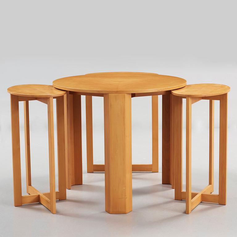 A HI-gruppen nest of four cherry tables, Stig Lönngren, Lars Larsson, Sweden 1974.