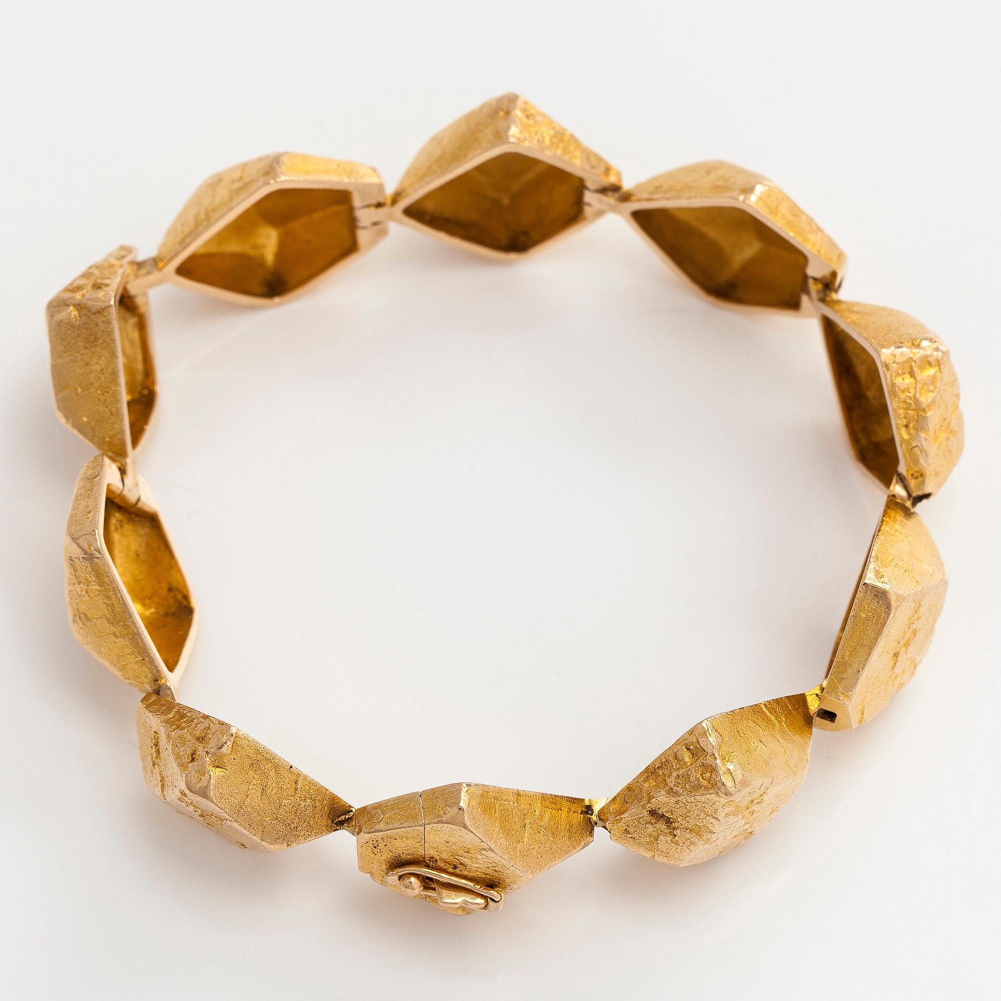 Björn Weckström, a 14K gold bracelet 'Lapp Stones' for Lapponia 1970.