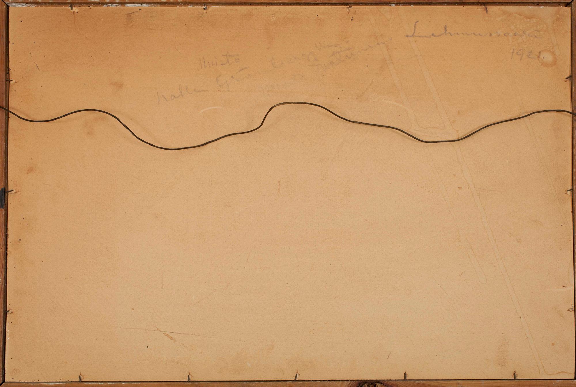 LAURI LEHMUSSAARI, olja på duk, uppfodrad på skiva, sign, a tergo sign. 1921.