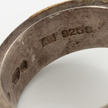 Lars Arby, three rings, sterling silver and enamel, Gothenburg 1966, 1968 and 1970.