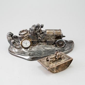 A silvered metal inkstand by Kaiser Zinn 1910s.