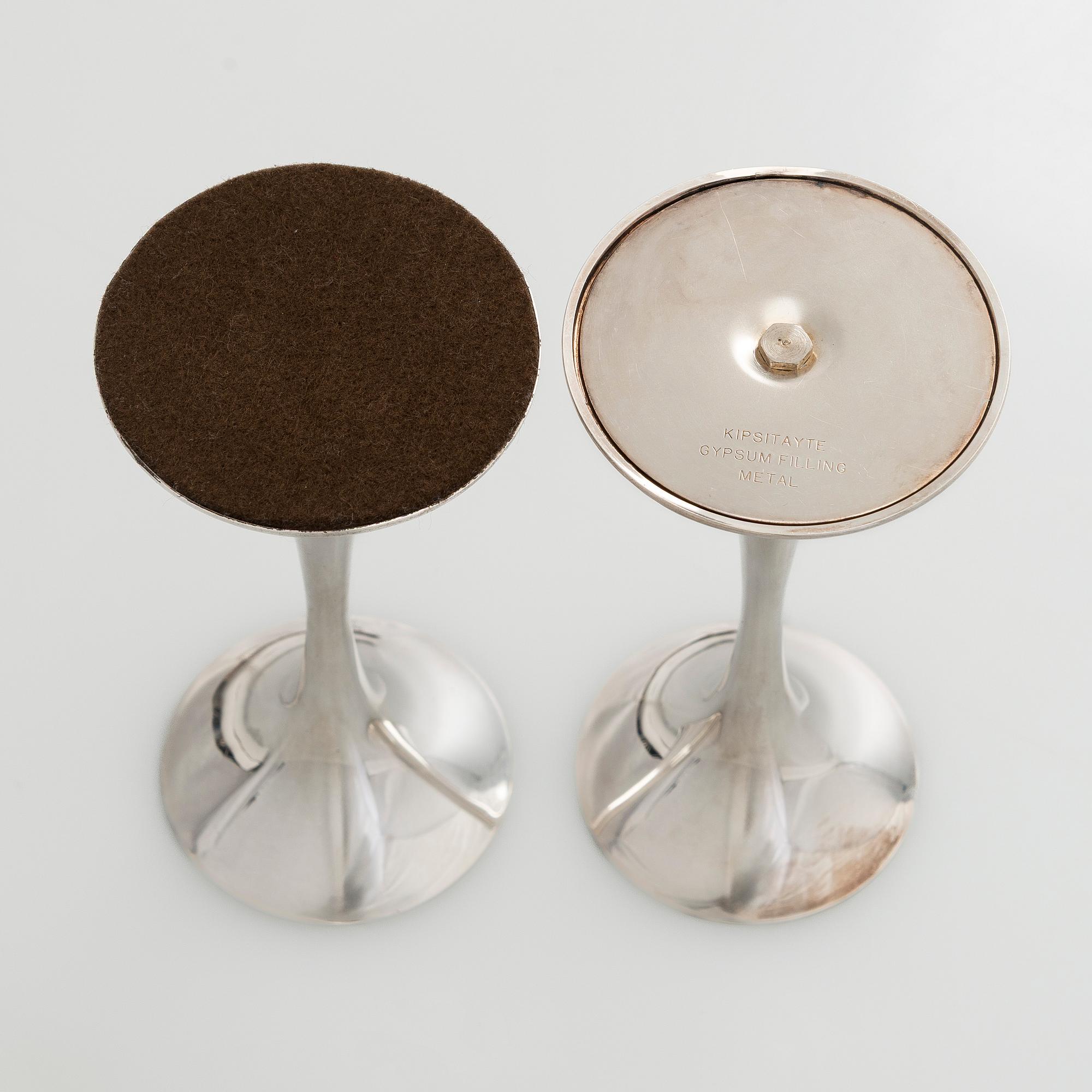 Tapio Wirkkala, ljusstakar, 2 st, silver, "Trumpetti", Kultakeskus, Tavastehus 1989-1994.