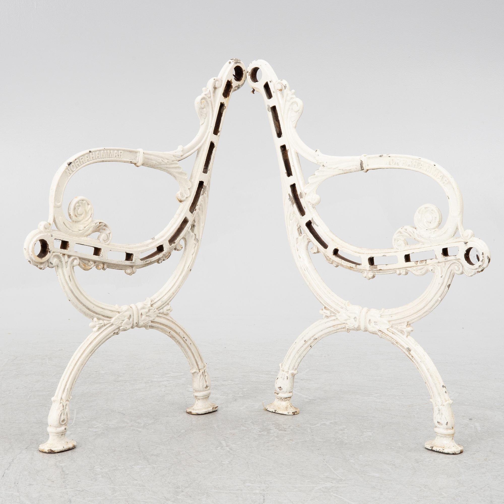 Ends for a garden bench, Norrahammar, 20th century.