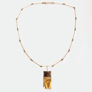 Björn Weckström, A 14K gold 'Narcissos' necklace, with rock crystal and smoky quartz for Lapponia 1972.