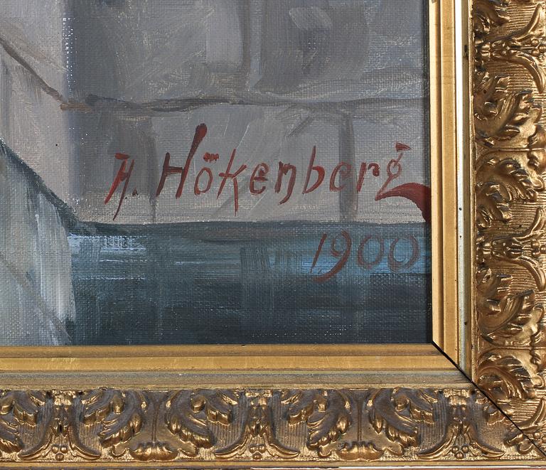 OKÄND KONSTNÄR, olja på duk, 2 st. Sign och dat A. Hökenberg, 1900.