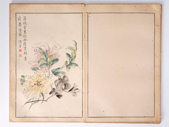 An album with 15 paintings, Qing dynasty (1644-1912). Signed Cao Qi.