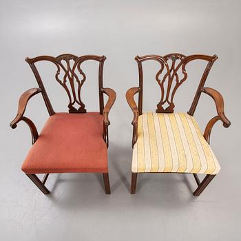 A pair of Chippendale 18th century mahogany armchairs.