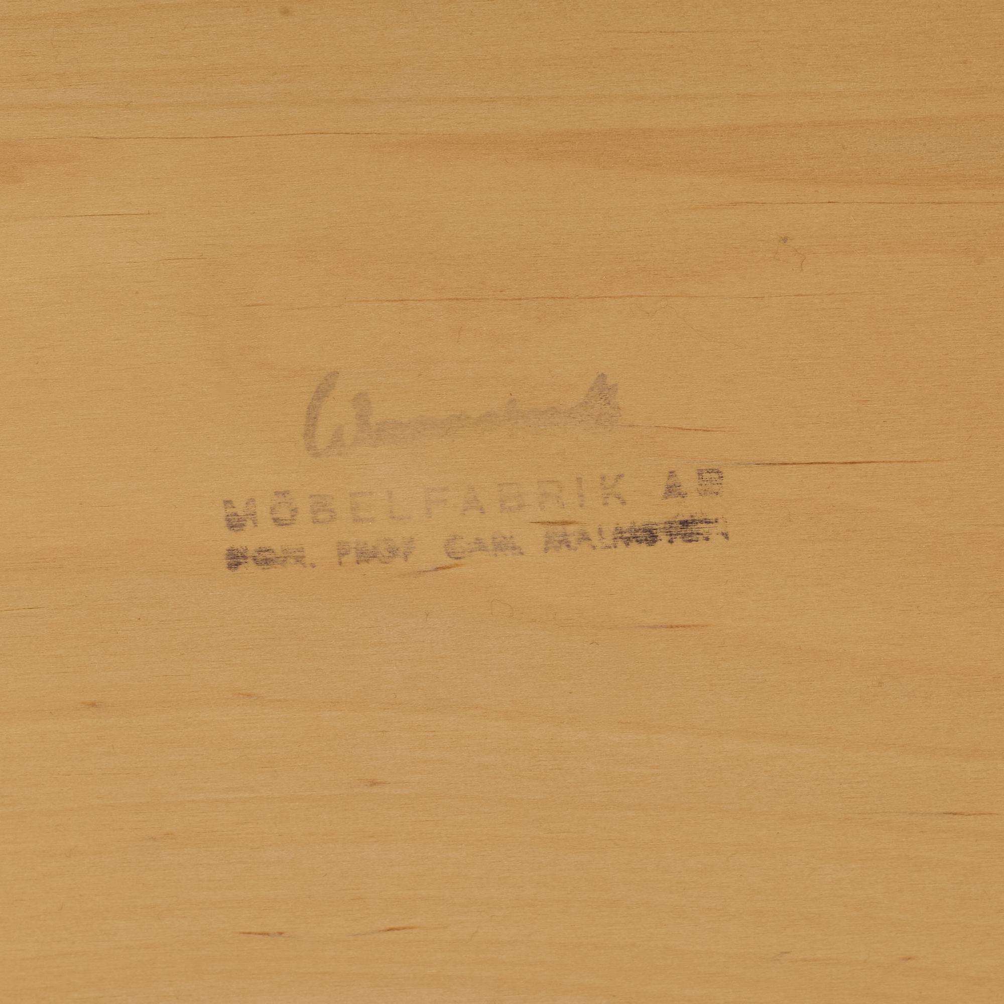 Carl Malmsten, dining table, 2 armchairs, 4 chairs, "Talavid", Waggeryd's Furniture Factory, second half of the 20th century.