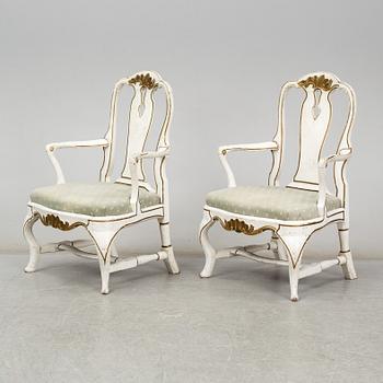 A pair of rococo armchairs, mid 18th century.