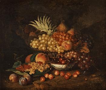 839. French school, 18th Century. Still Life with pineapple, cherries, grapes, peaches and plums.