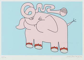 Owe Gustafson, screen prints, 4 pcs, from "Fem myror är fler än fyra elefanter".