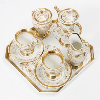 Coffee service, 6 pieces, porcelain, tête à tête, Empire, first half of the 19th century.