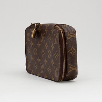 LOUIS VUITTON, a monogram canvas jewellery case.