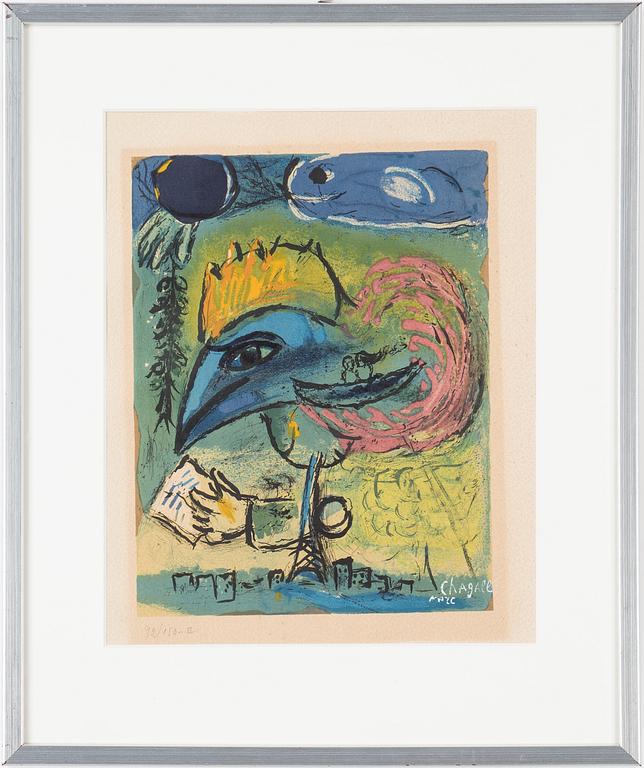 MARC CHAGALL, efter, färglitografi, signerad i trycket, utgiven av Charles Sorlier 1952, numrerad 92/150-II.