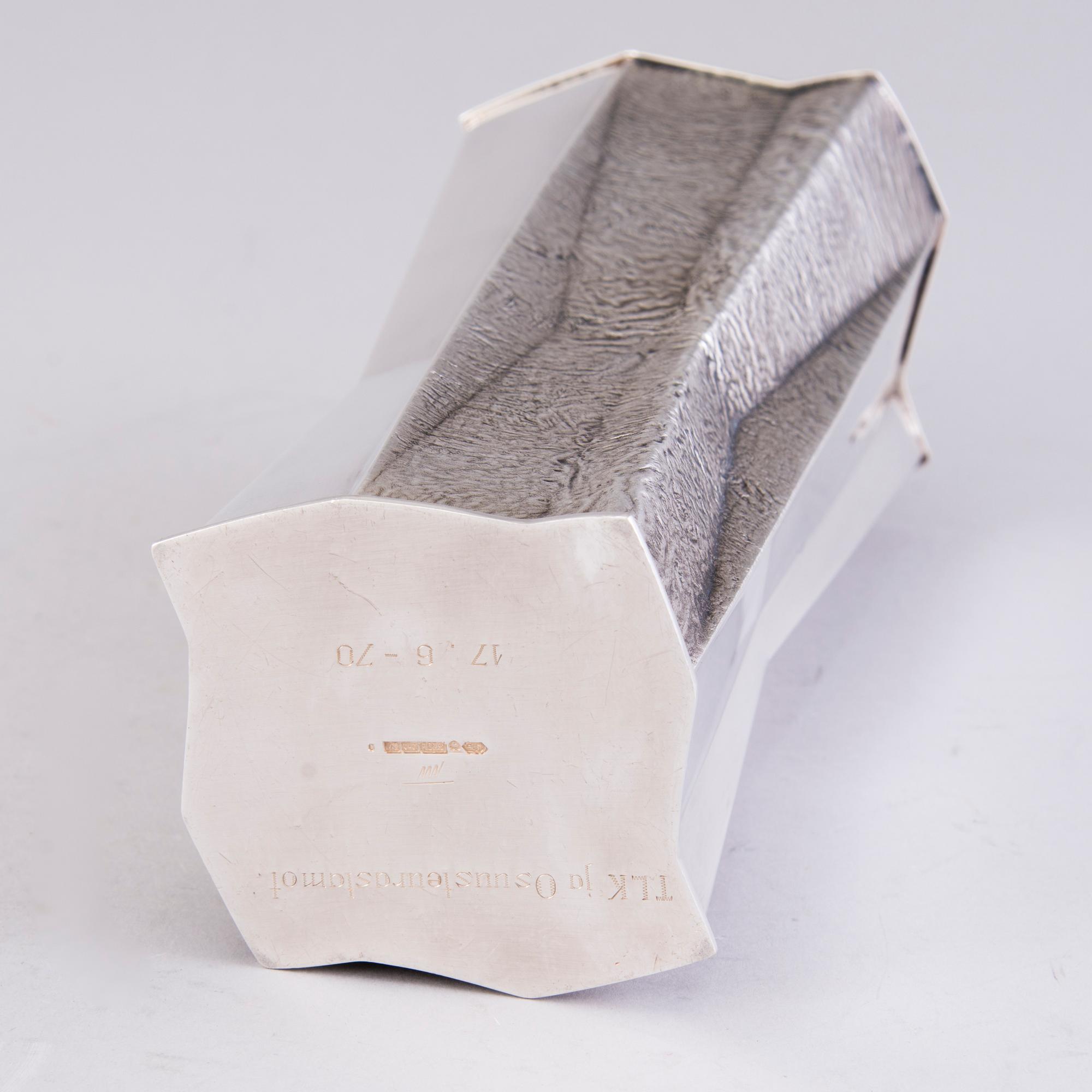TAPIO WIRKKALA, Silver vase TW 226, marked TW, Hopeakeskus, Hämeenlinna, Finland 1967.