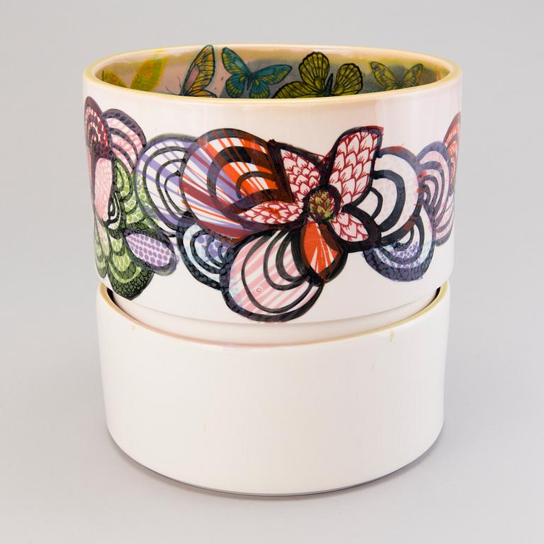 HEINI RIITAHUHTA, a porcelain flower pot 'Butterfly' signed Heini Riitahuhta 2016.