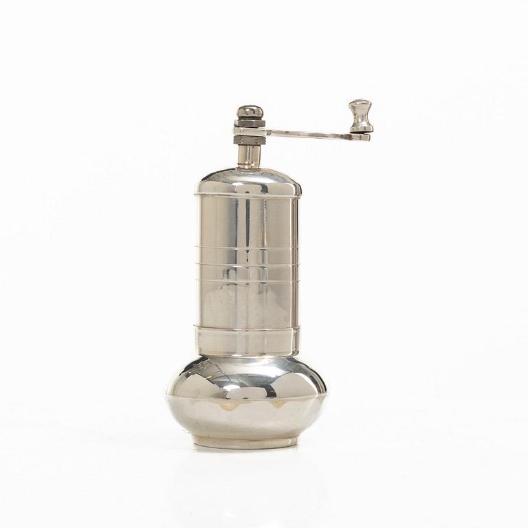 Pepper mill, silver, 20th century.