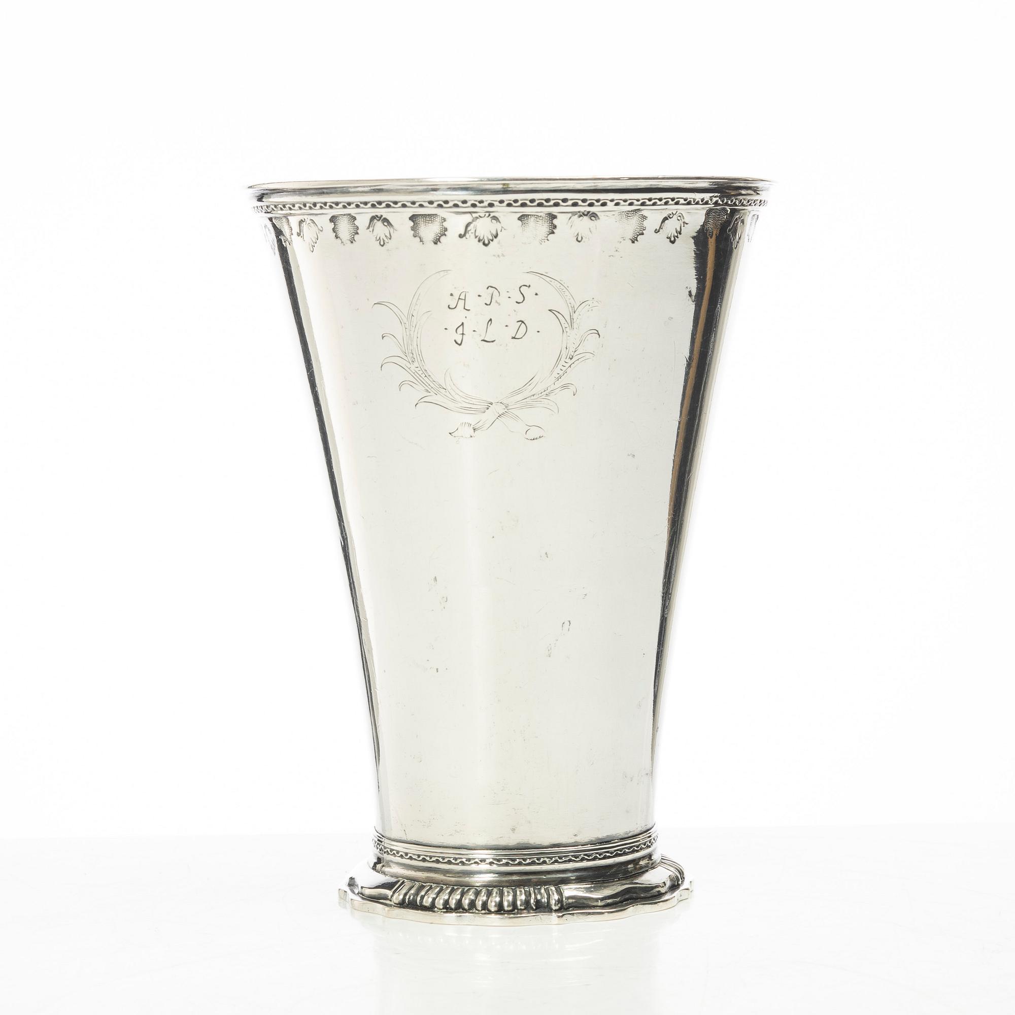 Two Swedish silver beakers, 18th century.