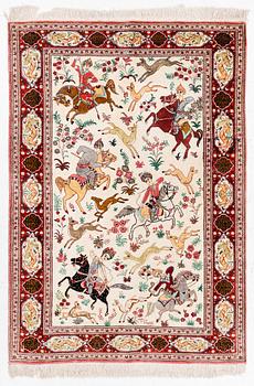 Carpet, Ghom, figural, 154 x 106 cm.
