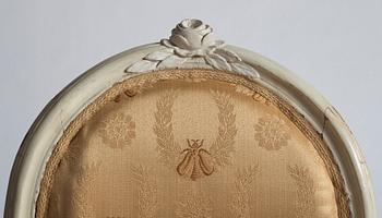 Karmstolar, ett par,  av Jakob Malmsten (mästare i Stockholm 1780-1788), Gustavianska.