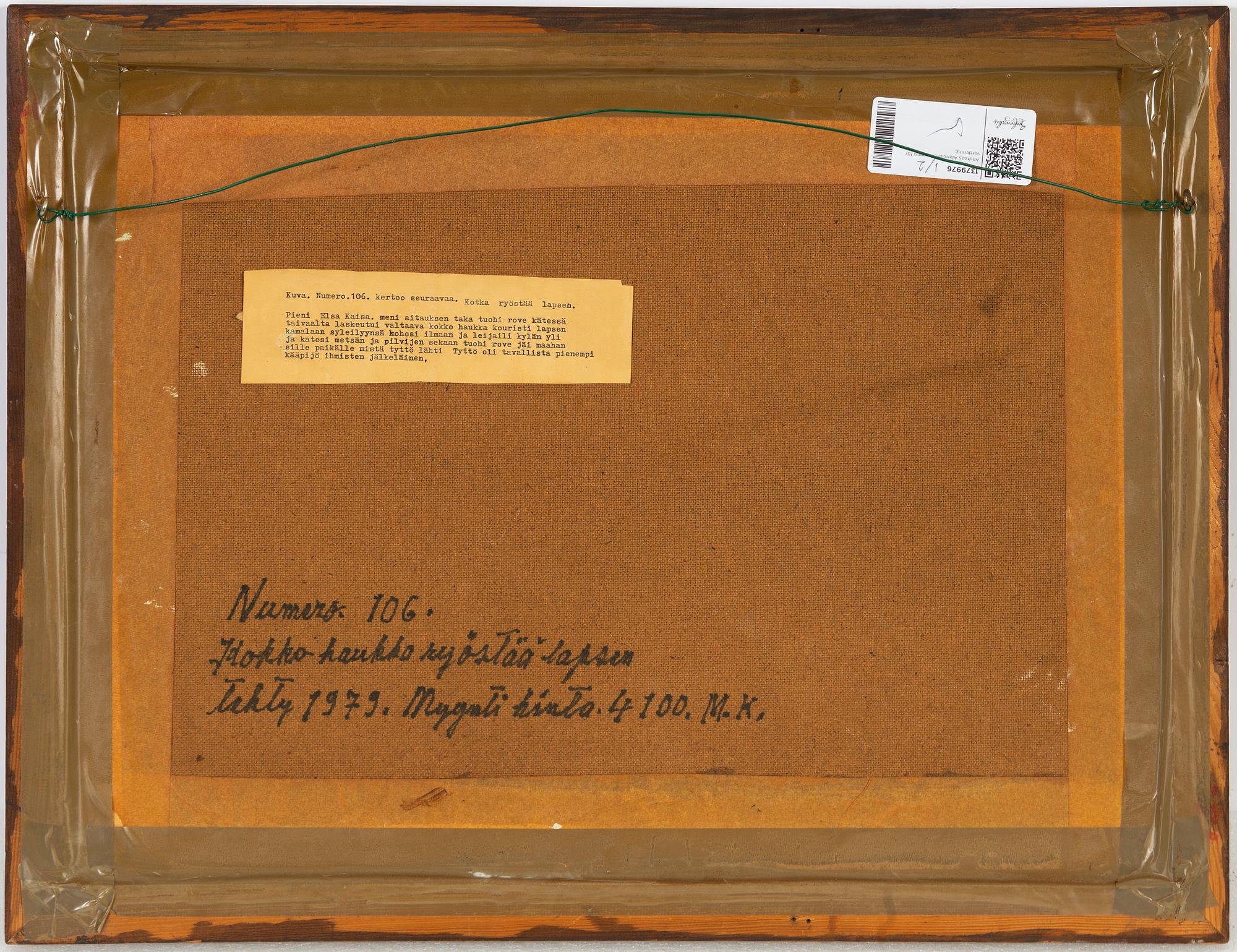 Andreas Alariesto, mixed media on canvas on panel, signed.