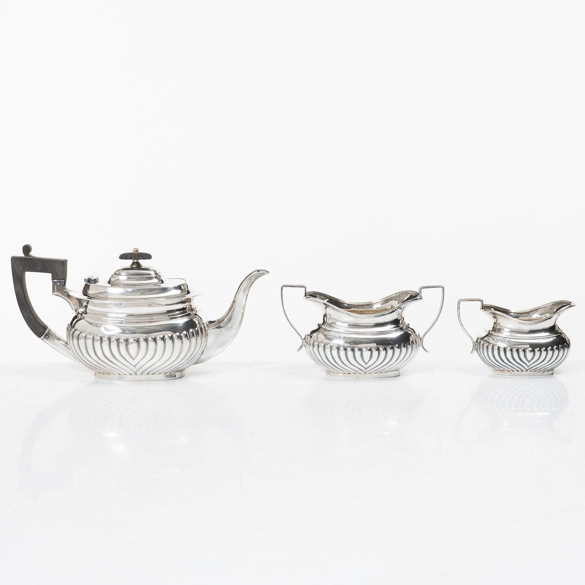Teservis, 3 delar, silver, Hammond, Creake & Co (Saint Arnaud Creake) Sheffield, England 1919.