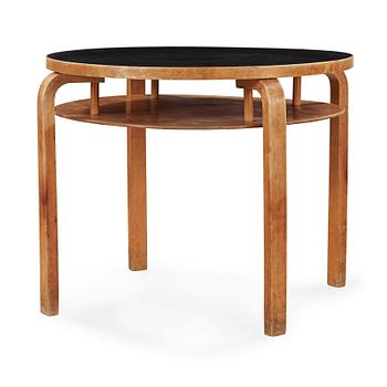 A black linoleum top birch table attributed to Alvar Aalto, Huonekalu-ja Rakennustyötehdas Oy for Artek, Finland 1940's.