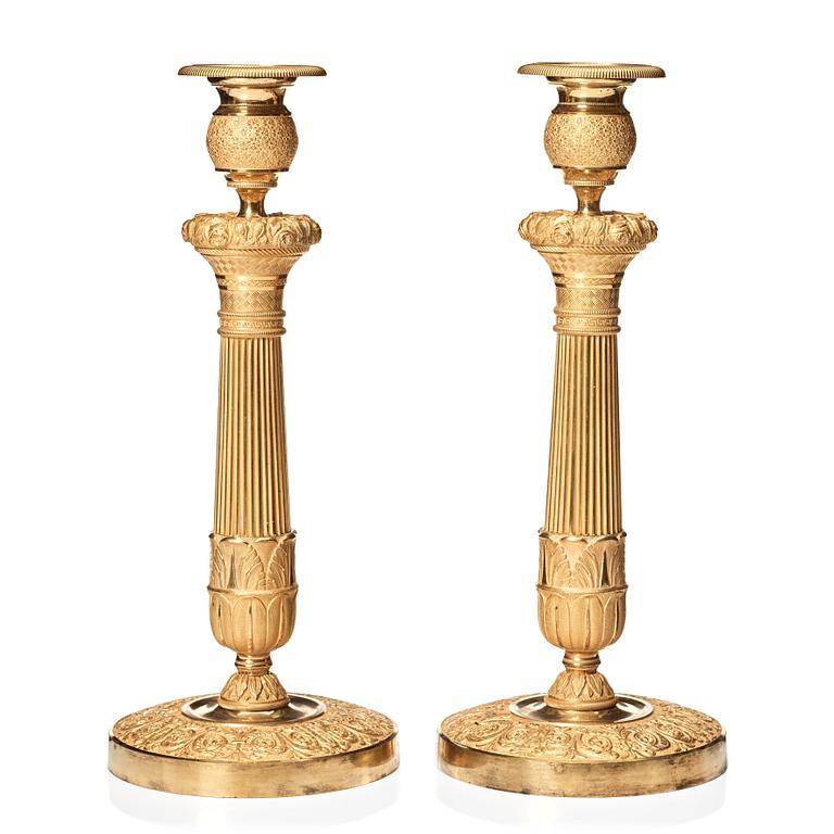 A pair of French Empire candlesticks, beginning of the 1800's.