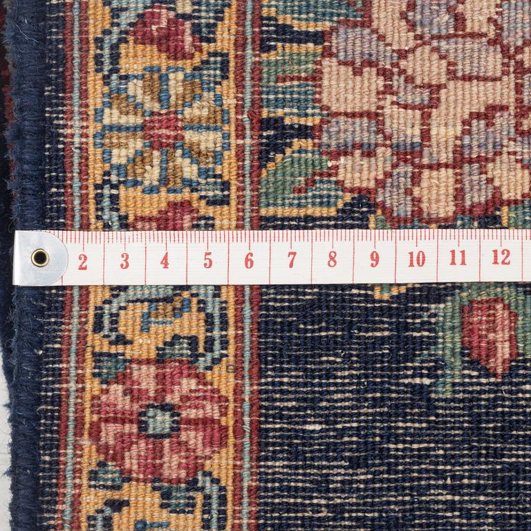 Two rugs, a figural Tabriz, c. 62 x 47 cm, & a Kerman, c. 64 x 51 cm.