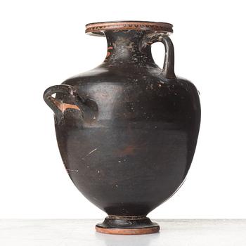HYDRIA, lergods. Grekisk, Rödfigurig, troligen omkring 300-tal f. Kr.