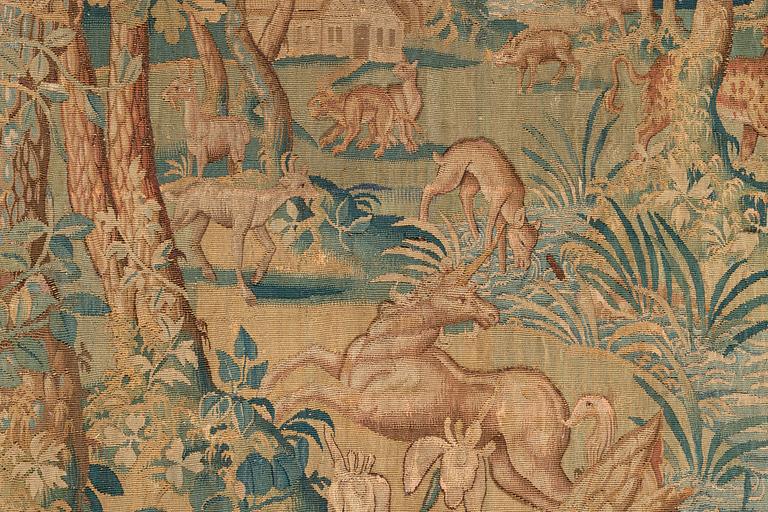 A Flemish 'Game park' tapestry, probably Audenarde, c. 331 x 177 cm, mid 16th century.