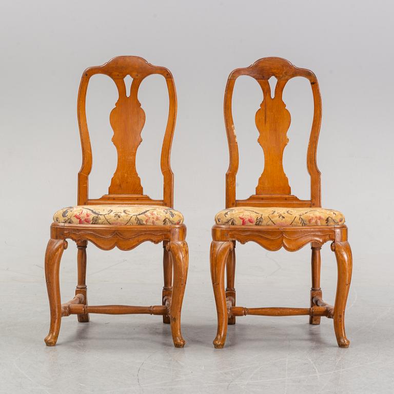 Six chairs, first half the 18th century.