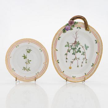 A ten-piece set of 'Flora Danica' porcelain tableware, Royal Copenhagen, Denmark, 1960s-70s.