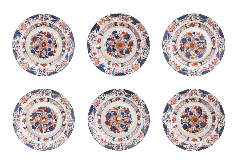 TALLRIKAR, 6 st, porslin, Kina 1800-tal.