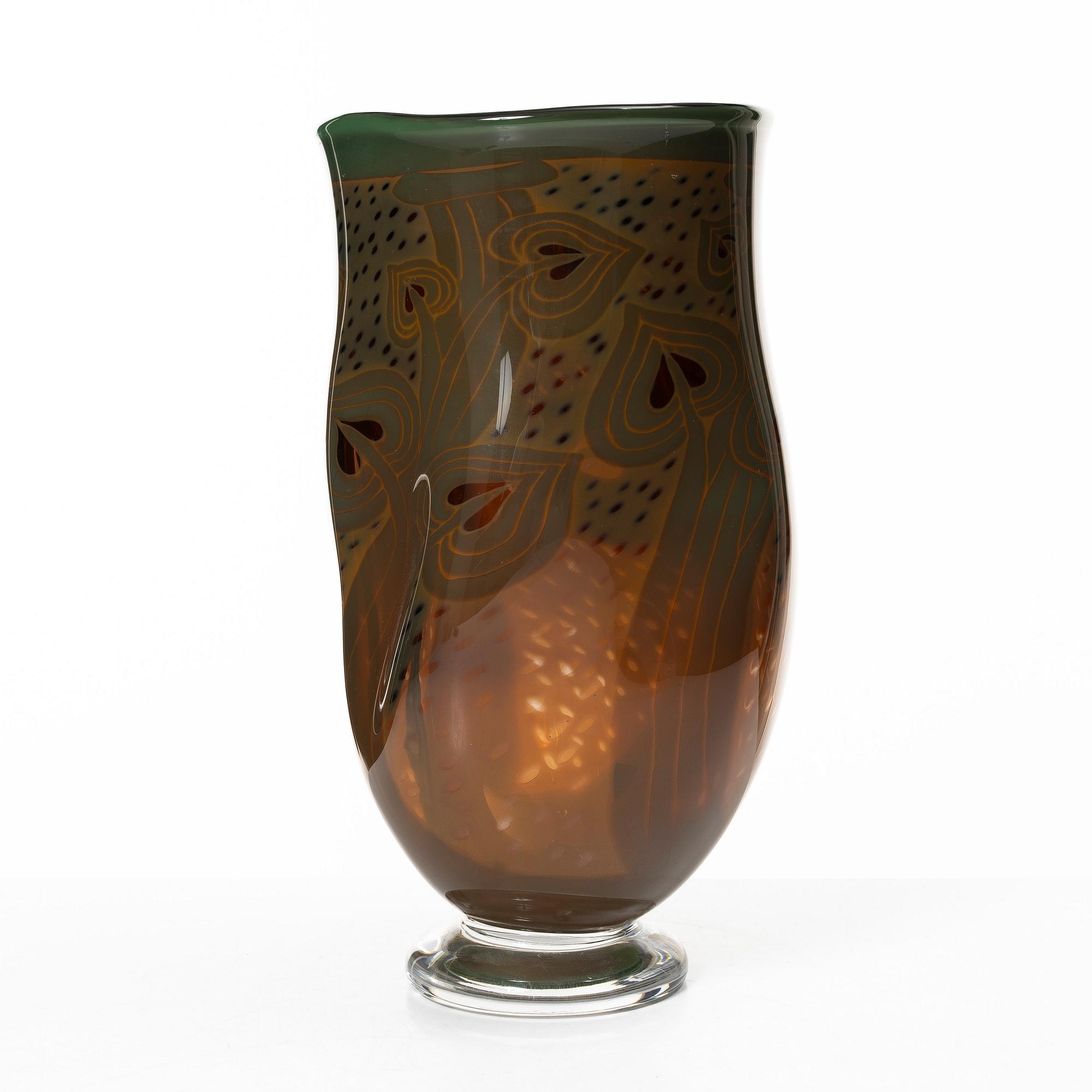 Gunnar Cyrén, vase, Graal, Orrefors 1989.