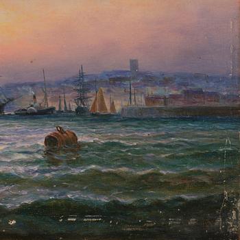 Ships at sunset.