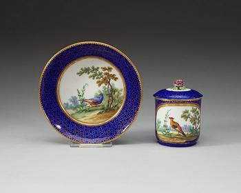 A Sèvres cup with cover and stand, 18th Century.