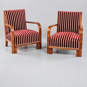FÅTÖLJER, ett par, art deco, 1900-talets andra kvartal.