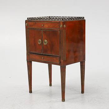 A late Gustavian mahogany-veneered chamberpot cupboard, late 18th century.