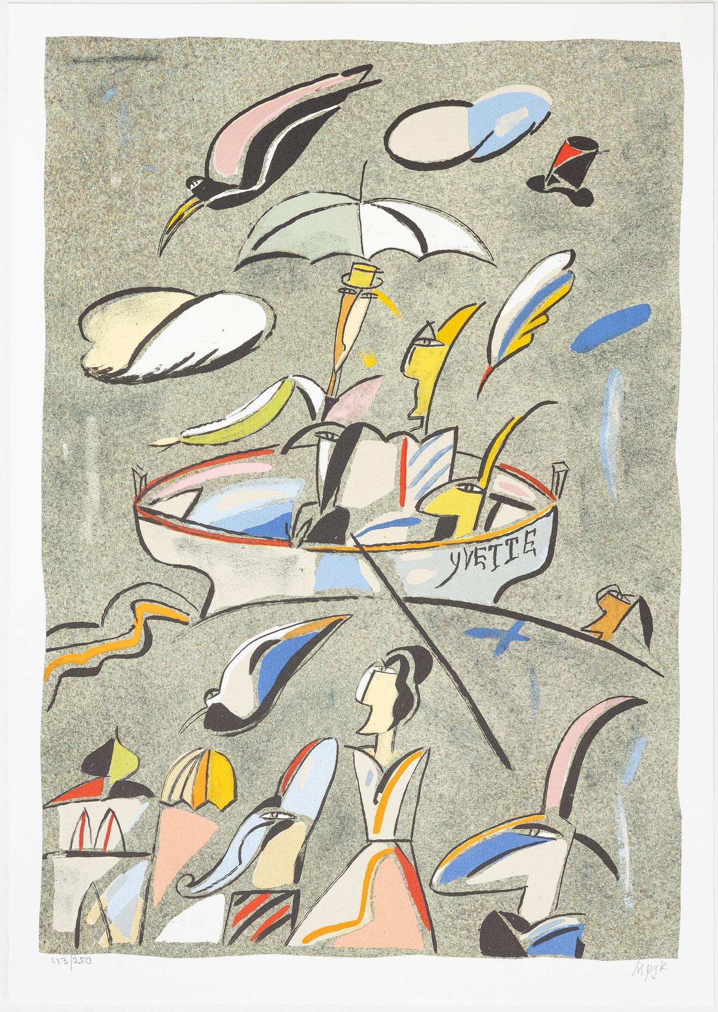 Madeleine Pyk, "Tusen dagar och en dröm", portfolio with 4 lithographs in colours and a book.