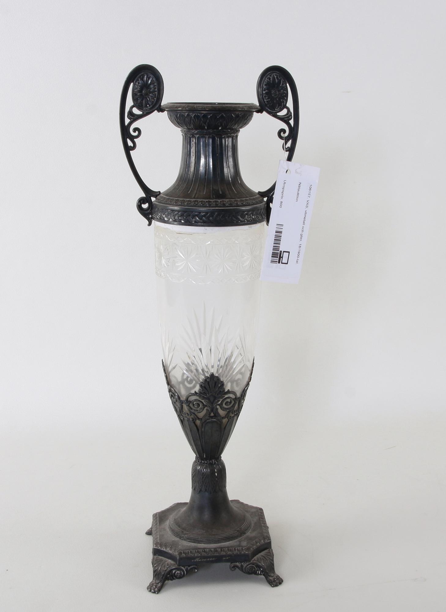 VAS, vitmetall och glas, 18/1900-tal.