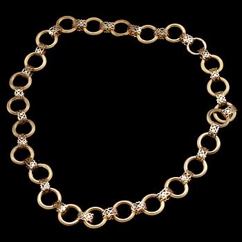 HALSKEDJA, 18K guld, 1800-tal. Vikt ca30g.